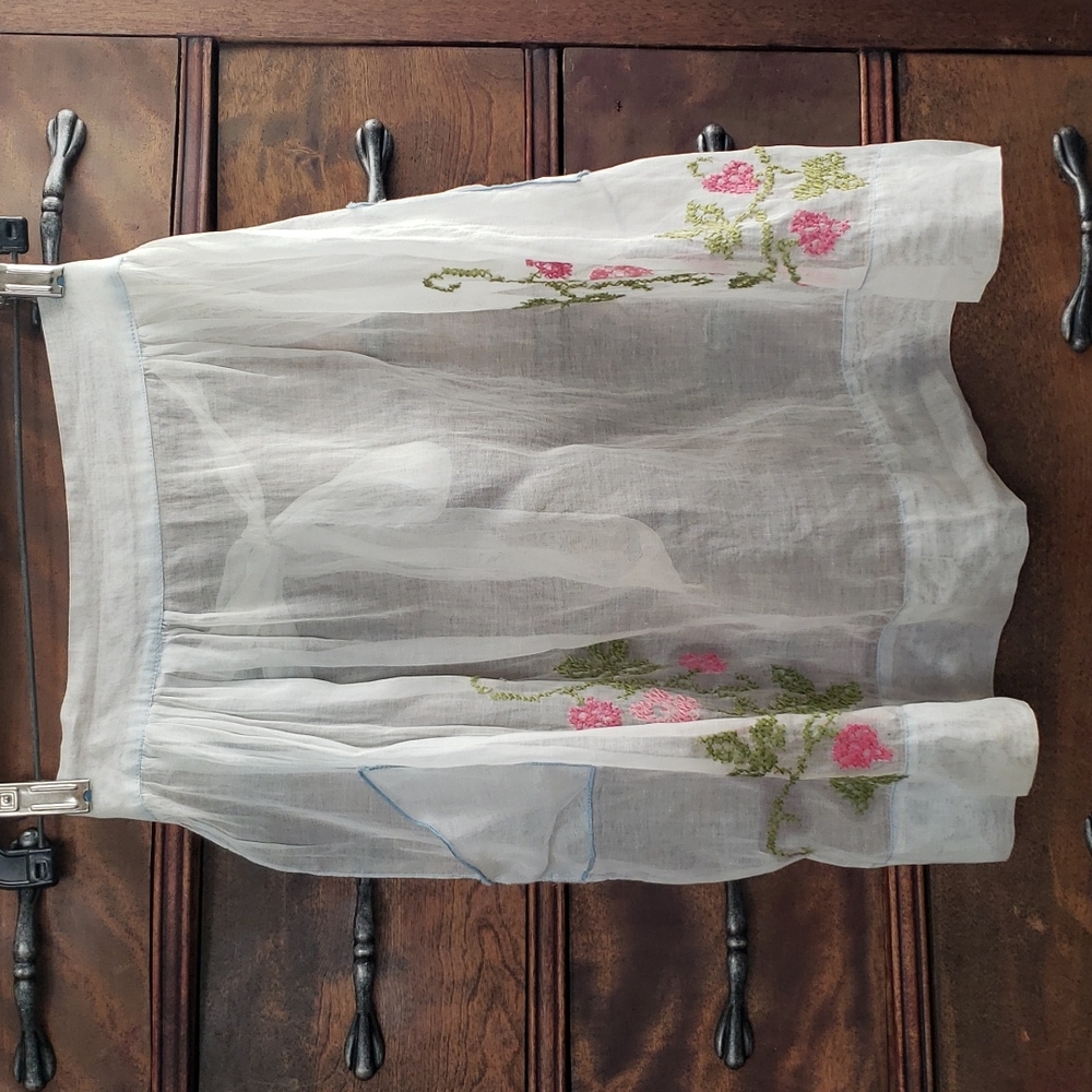 Vintage Skirt Apron Needlepoint  work in Pinks, Greens, Baby blues